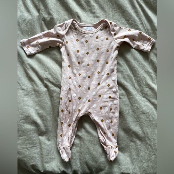 Pink and White Footies with Soft Cotton Blend - Picture 1 of 3